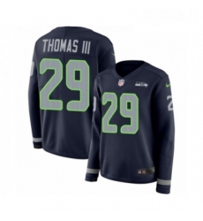 Womens Nike Seattle Seahawks 29 Earl Thomas III Limited Navy Blue Therma Long Sleeve NFL Jersey