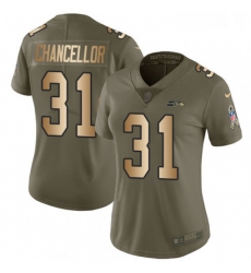 Womens Nike Seattle Seahawks 31 Kam Chancellor Limited OliveGold 2017 Salute to Service NFL Jersey