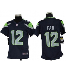 Nike Seahawks #12 Fan Steel Blue Team Color Youth Stitched NFL Elite Jersey