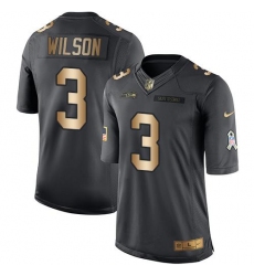 Nike Seahawks #3 Russell Wilson Black Youth Stitched NFL Limited Gold Salute to Service Jersey