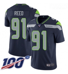 Seahawks #91 Jarran Reed Steel Blue Team Color Youth Stitched Football 100th Season Vapor Limited Jersey