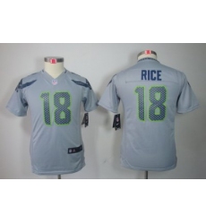 Youth Nike Seattle Seahawks 18# Sidney Rice Grey Color[Youth Limited Jerseys]