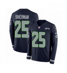 Youth Nike Seattle Seahawks 25 Richard Sherman Limited Navy Blue Therma Long Sleeve NFL Jersey
