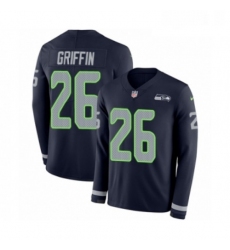 Youth Nike Seattle Seahawks 26 Shaquill Griffin Limited Navy Blue Therma Long Sleeve NFL Jersey