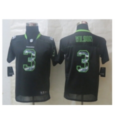 Youth Nike Seattle Seahawks #3 Wilson Black Jerseys(Lights Out Stitched)