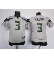 Youth Nike Seattle Seahawks #3 Wilson Grey Nike NFL Jerseys
