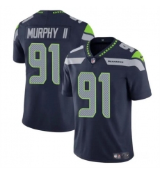 Youth Seattle Seahawks 91 Byron Murphy II Navy 2024 Draft Vapor Limited Stitched Football Jersey