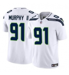 Youth Seattle Seahawks 91 Byron Murphy II White 2024 Draft F U S E Vapor Limited Stitched Football Jersey