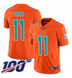 Dolphins 11 DeVante Parker Orange Men Stitched Football Limited Inverted Legend 100th Season Jersey