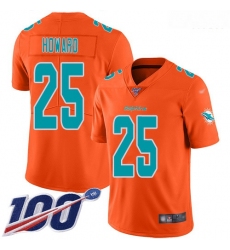 Dolphins 25 Xavien Howard Orange Men Stitched Football Limited Inverted Legend 100th Season Jersey