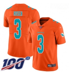 Dolphins 3 Josh Rosen Orange Men Stitched Football Limited Inverted Legend 100th Season Jersey