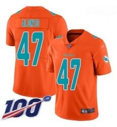 Dolphins 47 Kiko Alonso Orange Men Stitched Football Limited Inverted Legend 100th Season Jersey