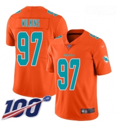 Dolphins 97 Christian Wilkins Orange Men Stitched Football Limited Inverted Legend 100th Season Jersey