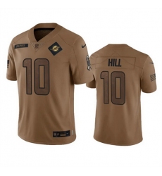 Men Miami Dolphins 10 Tyreek Hill 2023 Brown Salute To Service Limited Stitched Football Jersey