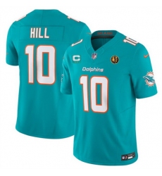 Men Miami Dolphins 10 Tyreek Hill Aqua 2023 F U S E  With 2 Star C Patch And John Madden Patch Vapor Limited Stitched Football Jersey