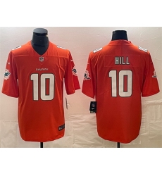 Men Miami Dolphins 10 Tyreek Hill Orange Vapor Untouchable Limited Stitched Football Jersey