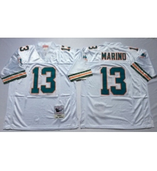 Men Miami Dolphins 13 Dan Marino White M&N Throwback Jersey
