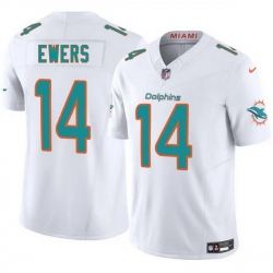 Men Miami Dolphins 14 Quinn Ewers White 2025 Draft F U S E  Vapor Limited Stitched Football Jersey