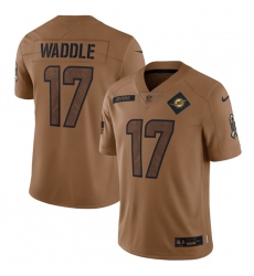Men Miami Dolphins 17 Jaylen Waddle 2023 Brown Salute To Service Limited Stitched Football Jersey