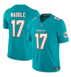 Men Miami Dolphins 17 Jaylen Waddle Aqua 2023 F U S E Vapor Limited Stitched Football Jersey