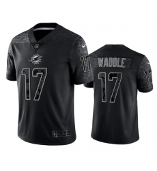 Men Miami Dolphins 17 Jaylen Waddle Black Reflective Limited Stitched Football Jersey