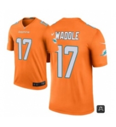Men Miami Dolphins 17 Jaylen Waddle Orange 2021 Vapor Untouchable Limited Stitched NFL Jersey