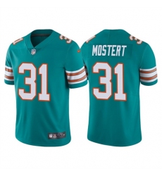 Men Miami Dolphins 31 Raheem Mostert Aqua Color Rush Limited Stitched Football Jersey