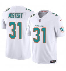 Men Miami Dolphins 31 Raheem Mostert White 2023 F U S E Alternate Vapor Limited Stitched Football Jersey