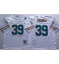 Men Miami Dolphins 39 Larry Csonka White M&N Throwback Jersey