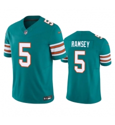 Men Miami Dolphins 5 Jalen Ramsey Aqua 2023 F U S E Vapor Limited Stitched Football Jersey
