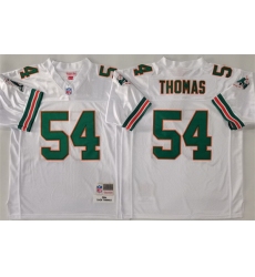 Men Miami Dolphins 54 Zach Thomas White Throwback Stitched Football Jersey