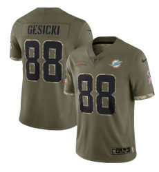 Men Miami Dolphins 88 Mike Gesicki Olive 2022 Salute To Service Limited Stitched Jersey