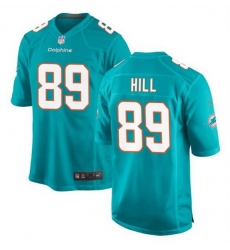 Men Miami Dolphins 89 Julian Hill Aqua Stitched Game Jersey