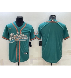 Men Miami Dolphins Blank Aqua With Patch Cool Base Stitched Baseball Jersey