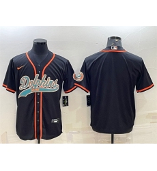 Men Miami Dolphins Blank Black With Patch Cool Base Stitched Baseball Jersey