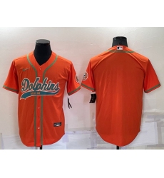 Men Miami Dolphins Blank Orange Cool Base Stitched Baseball Jersey