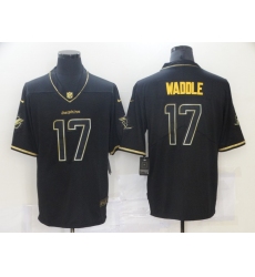 Men Miami Dolphins Jaylen Waddle 17 Orange 2021 Black Gold Limited Stitched NFL Jersey