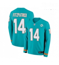 Mens Miami Dolphins 14 Ryan Fitzpatrick Limited Aqua Therma Long Sleeve Football Jersey