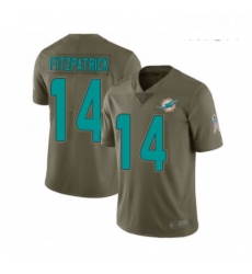 Mens Miami Dolphins 14 Ryan Fitzpatrick Limited Olive 2017 Salute to Service Football Jersey