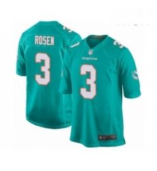 Mens Miami Dolphins 3 Josh Rosen Game Aqua Green Team Color Football Jersey