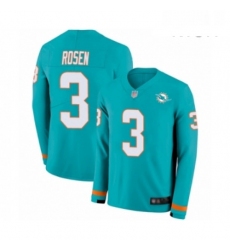 Mens Miami Dolphins 3 Josh Rosen Limited Aqua Therma Long Sleeve Football Jersey