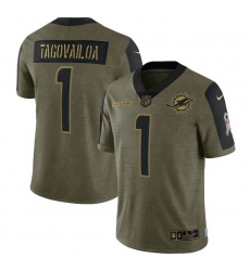 Men's Miami Dolphins Tua Tagovailoa Nike Olive 2021 Salute To Service Limited Player Jersey