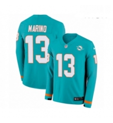 Mens Nike Miami Dolphins 13 Dan Marino Limited Aqua Therma Long Sleeve NFL Jersey