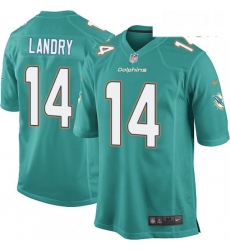 Mens Nike Miami Dolphins 14 Jarvis Landry Game Aqua Green Team Color NFL Jersey