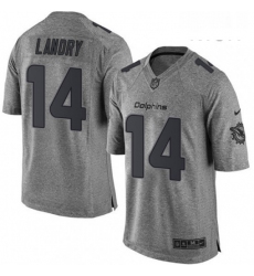 Mens Nike Miami Dolphins 14 Jarvis Landry Limited Gray Gridiron NFL Jersey