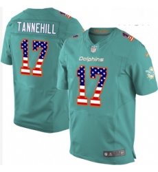 Mens Nike Miami Dolphins 17 Ryan Tannehill Elite Aqua Green Home USA Flag Fashion NFL Jersey
