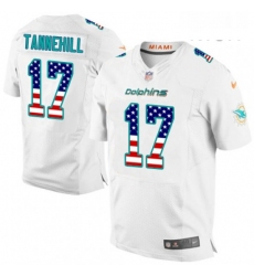 Mens Nike Miami Dolphins 17 Ryan Tannehill Elite White Road USA Flag Fashion NFL Jersey