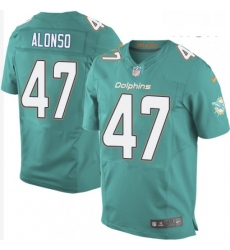 Mens Nike Miami Dolphins 47 Kiko Alonso Elite Aqua Green Team Color NFL Jersey
