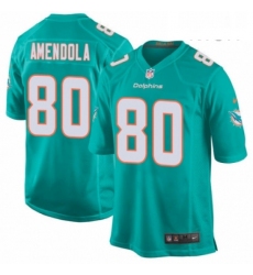 Mens Nike Miami Dolphins 80 Danny Amendola Game Aqua Green Team Color NFL Jersey