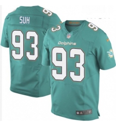 Mens Nike Miami Dolphins 93 Ndamukong Suh Elite Aqua Green Team Color NFL Jersey